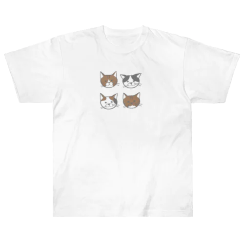 4匹のゆるねこちゃん2 ヘビーウェイトTシャツ