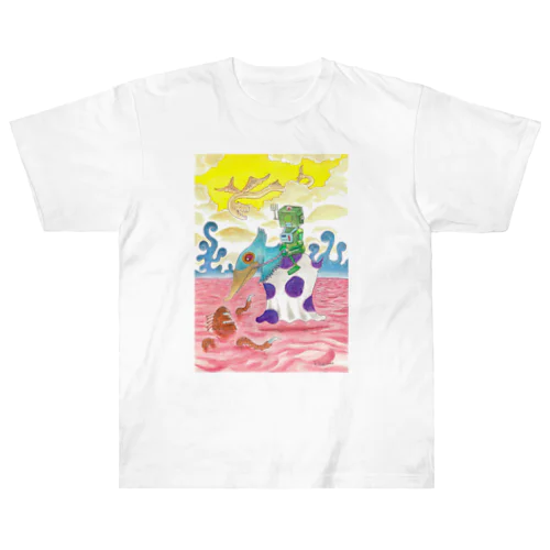 手描きイラスト　不思議な散歩🌈 Heavyweight T-Shirt