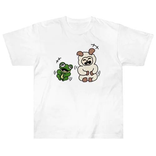 ヒツジトカエル 大笑いするふたり ヘビーウェイトTシャツ