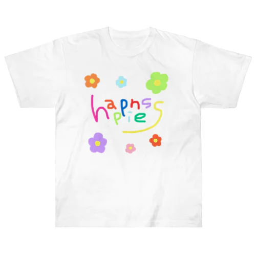 happiness お花 ヘビーウェイトTシャツ