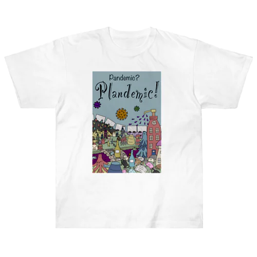 Plandemic!  コロナの町 ヘビーウェイトTシャツ