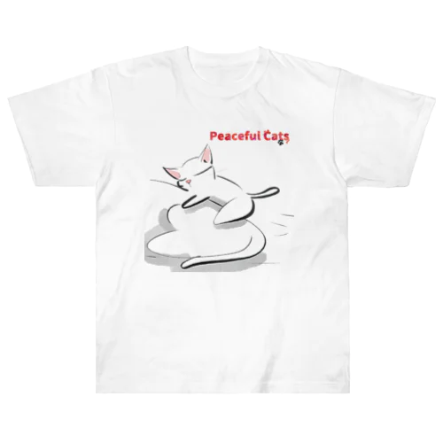 Peaceful Cats おやすみ ヘビーウェイトTシャツ