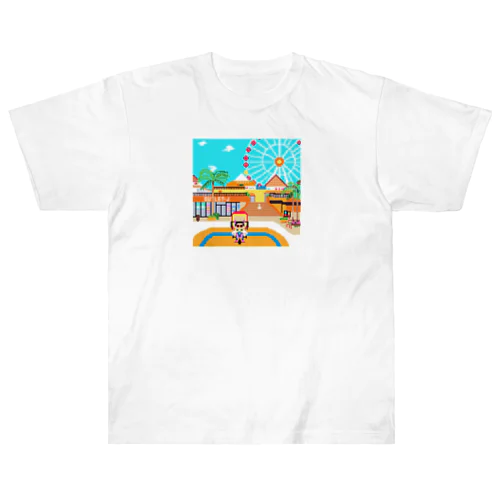 01ドット絵　ruruちゃん/三輪車でお散歩　アメリカンビレッジ編 Heavyweight T-Shirt