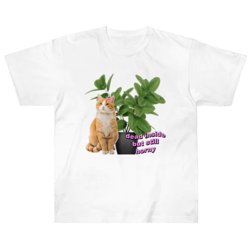 植物とねこ_02 ヘビーウェイトTシャツ