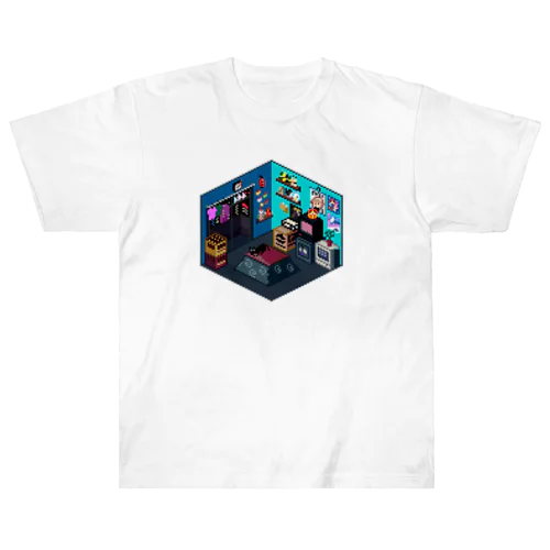 VA-11 Hall-A ジルの部屋風なピクセルルームTシャツ【白】 ヘビーウェイトTシャツ