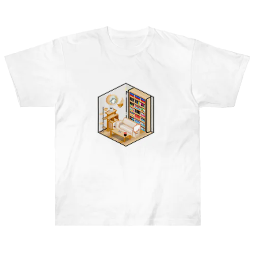 池崎さん家っぽいピクセルルームTシャツ【白】 Heavyweight T-Shirt