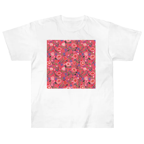 エキゾチックな花柄（ピンク／小） Heavyweight T-Shirt