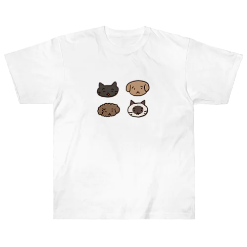 犬2匹猫2匹 Heavyweight T-Shirt