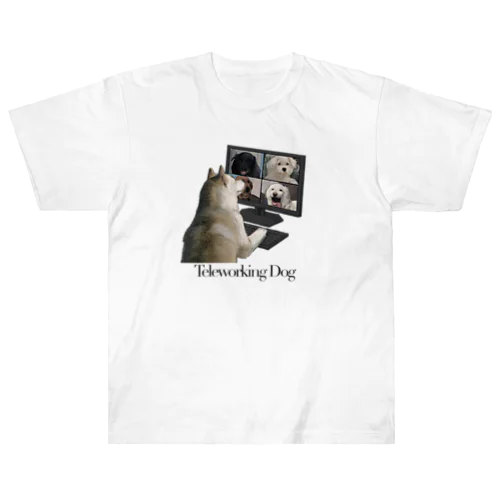 Teleworking Dog ヘビーウェイトTシャツ