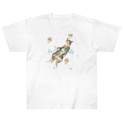 Ice cream party(cat) ヘビーウェイトTシャツ