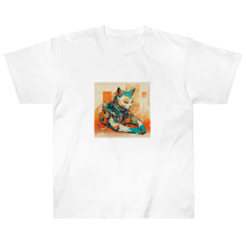 サイバーパンク猫AI004 Heavyweight T-Shirt