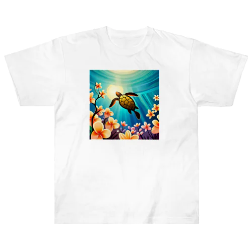 海亀とプルメリア Heavyweight T-Shirt