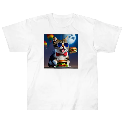 Burger Cat 2 ヘビーウェイトTシャツ