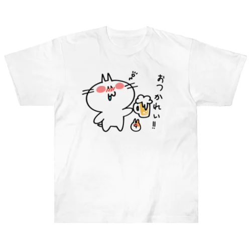 酔っ払いにゃんこイラスト Heavyweight T-Shirt