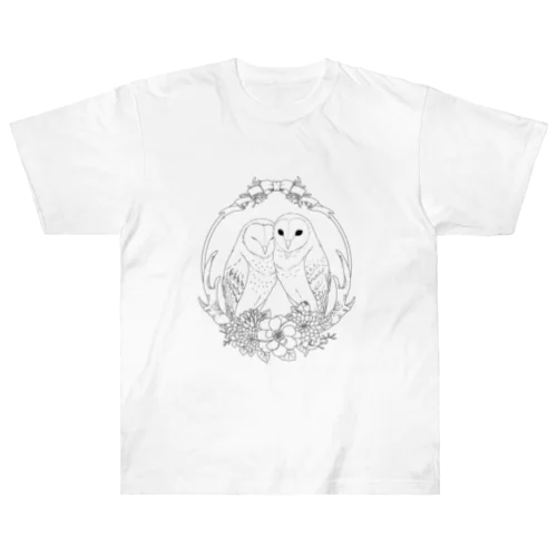 なかよしメンフクロウ ヘビーウェイトTシャツ