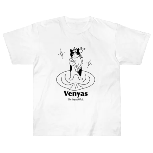 Venyas ☆彡 ヴィーにゃス 〈モノクロ〉 ヘビーウェイトTシャツ