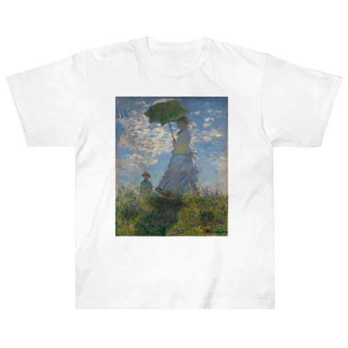 散歩、日傘をさす女性 / Woman with a Parasol - Madame Monet and Her Son ヘビーウェイトTシャツ