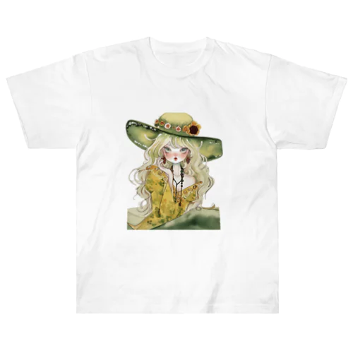 Lady with Emerald Hat Heavyweight T-Shirt