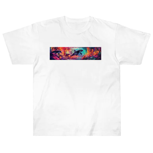 鮮やかな海・シャチ Heavyweight T-Shirt