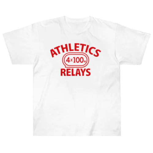 4×100mリレー・リレー競走・赤・陸上競技・400メートルリレー走・デザイン・Tシャツ・陸上部・男子・女子・ジュニア・入賞・有力・確実・候補・有望・応援・精神力・集中力・日本人・陸上魂 Heavyweight T-Shirt