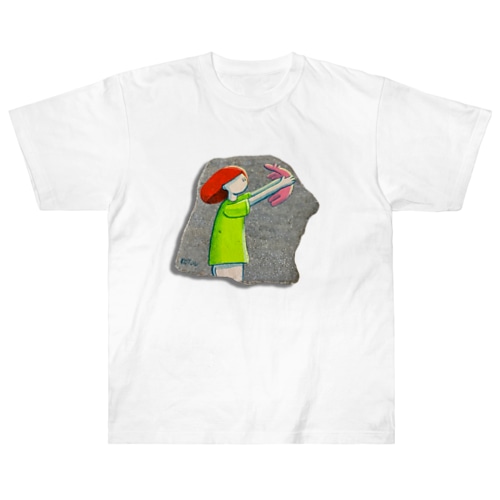 石に描いた人と馬 Heavyweight T-Shirt