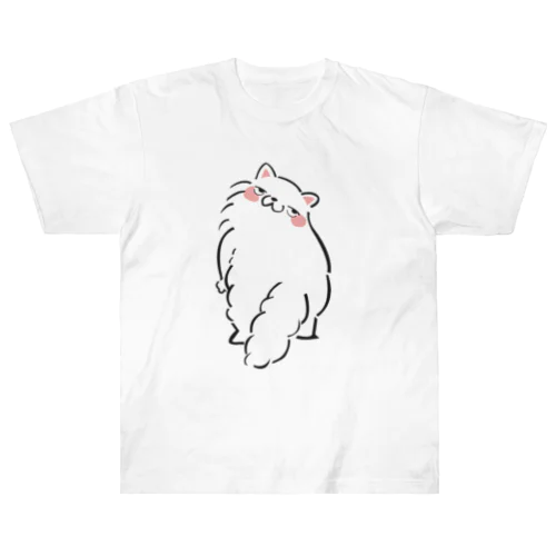 しろねこ（みかえり） Heavyweight T-Shirt