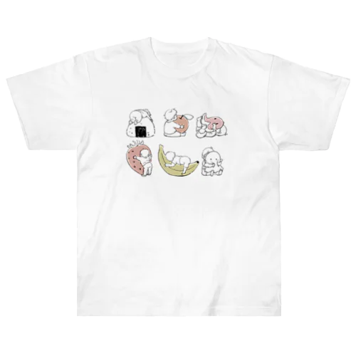 ハグする赤ちゃんまとめ(くすみカラー) Heavyweight T-Shirt