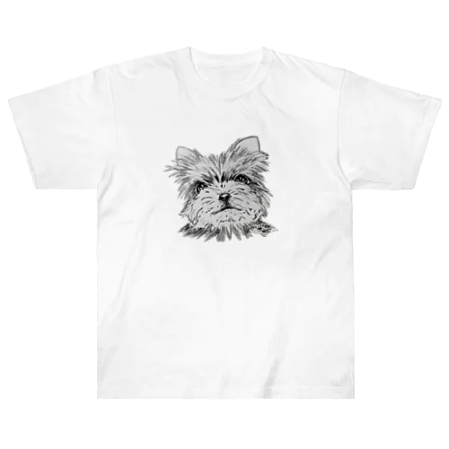 ヨークシャーテリア　アート犬　 ヘビーウェイトTシャツ