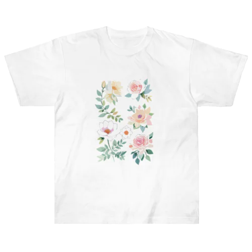 パステルカラーの花 ヘビーウェイトTシャツ