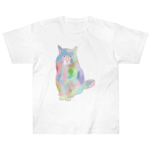 ユニコーンカラーの猫 ヘビーウェイトTシャツ