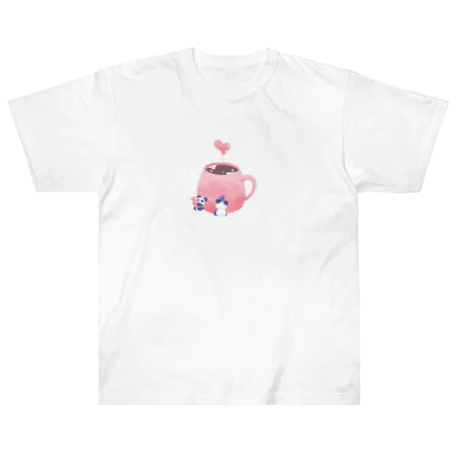 コーヒーブレイクを見守るパンダ Heavyweight T-Shirt