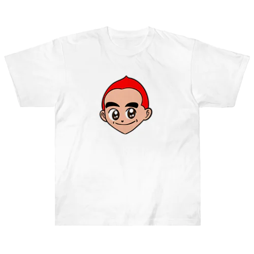 0016・赤い坊主頭の少年（じゅうにブランド） ヘビーウェイトTシャツ