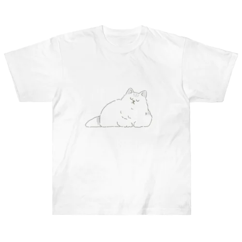 お昼寝中のもふ猫 ヘビーウェイトTシャツ