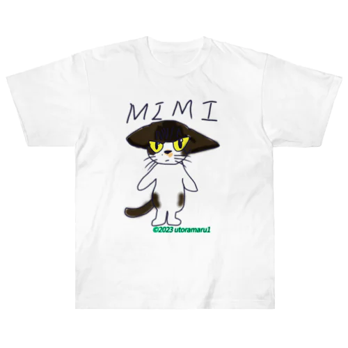 イカ耳にゃんこ Heavyweight T-Shirt