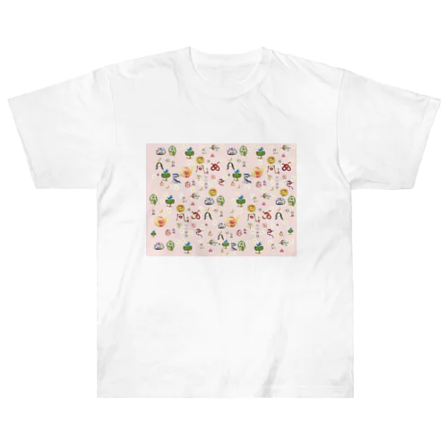 ヲシテ文字いろいろ【桜花色ベース】 ヘビーウェイトTシャツ