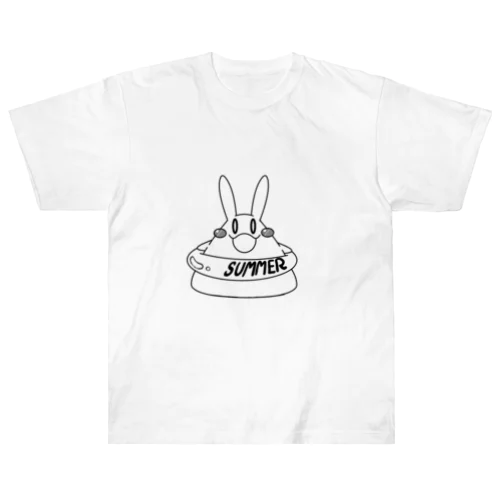 口の大きなウサギSummer（白Tシャツ） ヘビーウェイトTシャツ