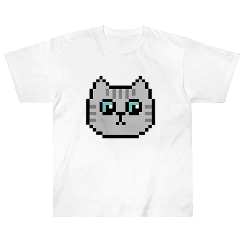 ドット絵のねこ（サバトラ） ヘビーウェイトTシャツ