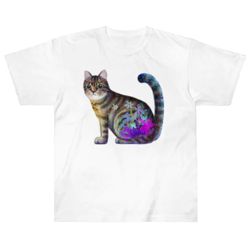 猫 キジトラ ヘビーウェイトTシャツ