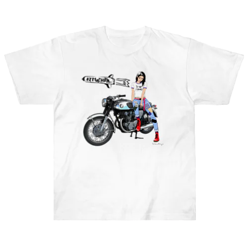 バイク女子 Heavyweight T-Shirt