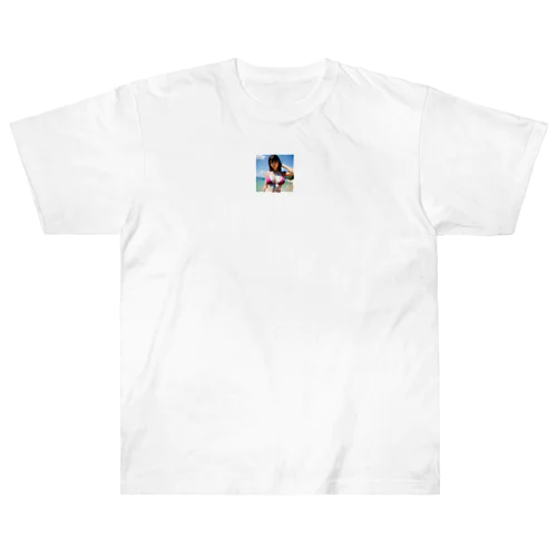 夏のビーチのハイビスカスちゃん Heavyweight T-Shirt