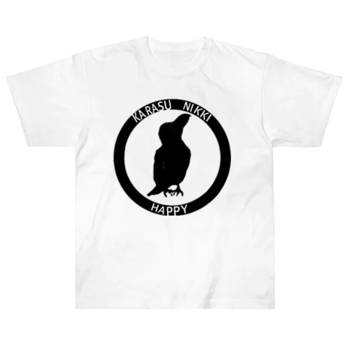 カラス日記ロゴ入りシルエットハッピー Heavyweight T-Shirt