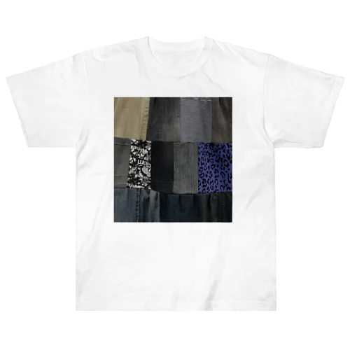 ブラックデニムと異素材パッチワーク Heavyweight T-Shirt