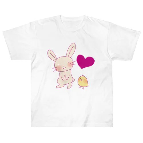 ウサギとヒヨコのTシャツ Heavyweight T-Shirt
