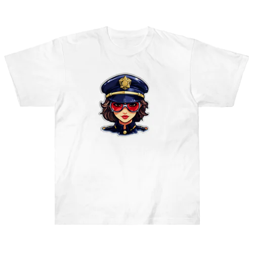 クールな女性警察官 ヘビーウェイトTシャツ