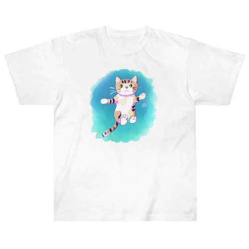 猫の大ジャンプ Heavyweight T-Shirt