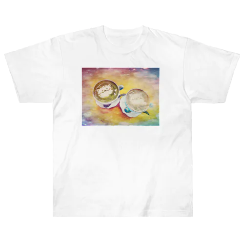 猫のラテアート Heavyweight T-Shirt