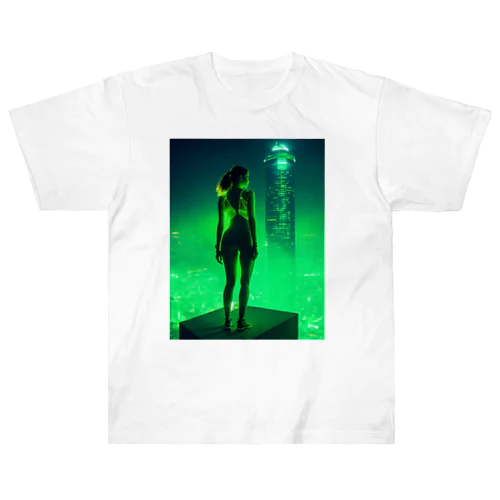 美女✕SF （緑） ヘビーウェイトTシャツ