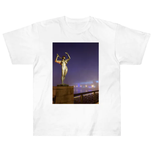 釧路幣舞橋の銅像 Heavyweight T-Shirt