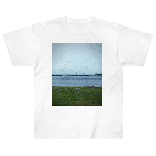 海＿灯台＿雨＿水滴 ヘビーウェイトTシャツ