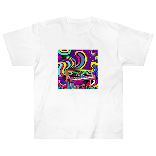 鮮やかなピアノ柄 Heavyweight T-Shirt